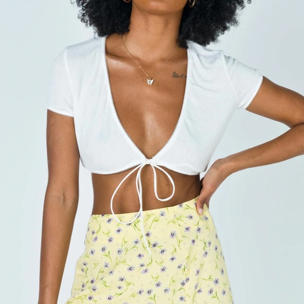 PRINCESS POLLY WHITE TIE FRONT TOP